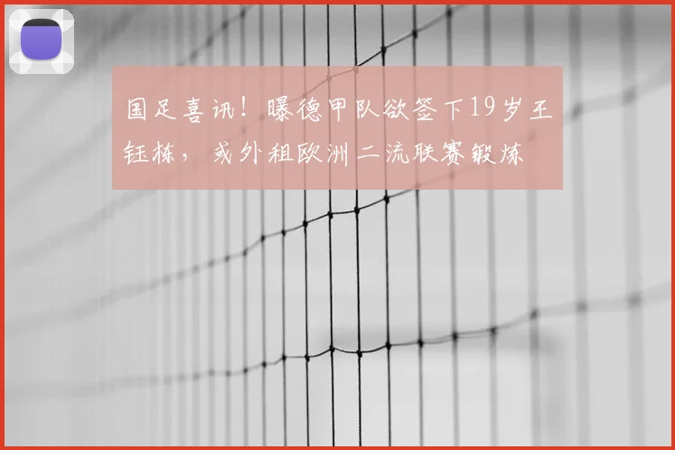 国足喜讯！曝德甲队欲签下19岁王钰栋，或外租欧洲二流联赛锻炼